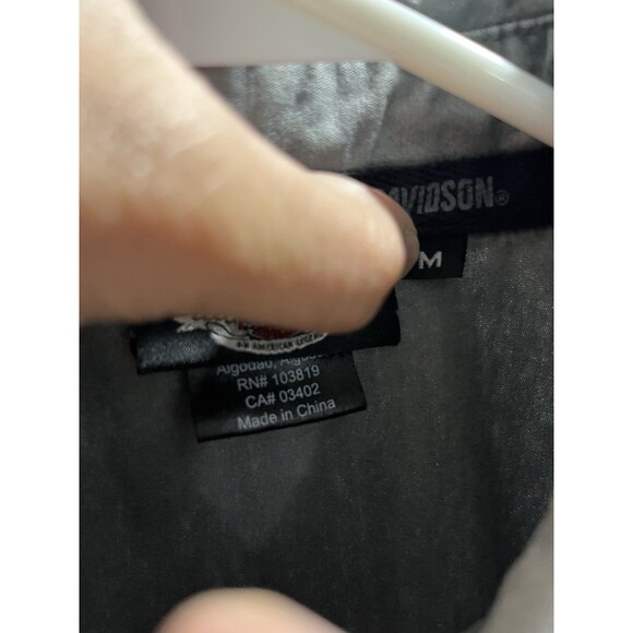 Harley Davidson Shirt Mens M Gray Short Sleeve Button Up Biker Motorcycle Shop - Picture 11 of 11